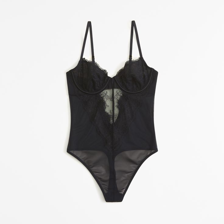 Elevate your wardrobe with the Abercrombie & Fitch Women's Lace and Satin Bodysuit, a perfect blend of sophistication and comfort. This exquisite piece is designed to enhance your silhouette while providing an impeccable fit.

- Material: Body crafted from Nylon; Mesh lining made of Nylon and Elastane
- Color: Classic Black
- Size: XS
- Gender: Female
- Features: Soft vintage lace fabric, stretchy satin side panels, mesh lining at underwire cups, adjustable straps, hook-and-eye back closure

Ide Female Features, Satin Bodysuit, Corset Style Tops, Current Styles, Tres Chic, Abercrombie And Fitch, Lace Bodysuit, Side Panels, Womens Bodysuit