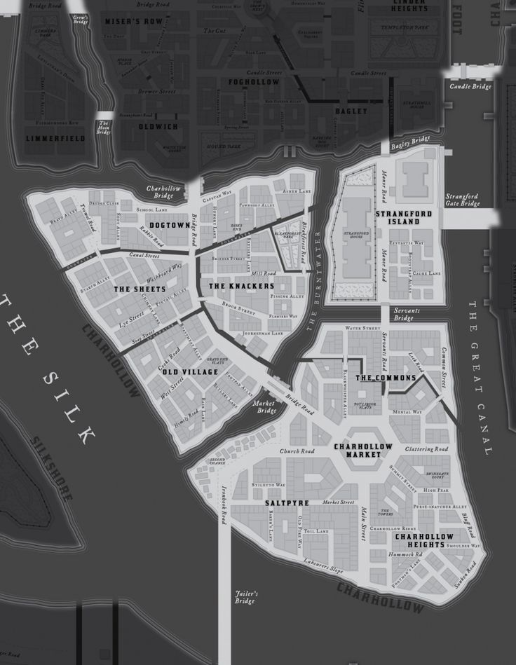 a black and white map of the city