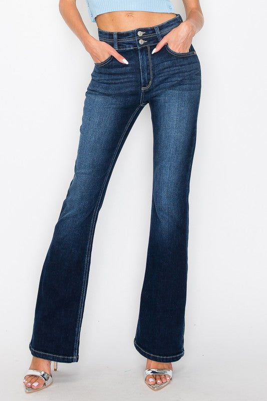 Details Style No. AT1071BTD Step into sophistication and elevate your style with our High Rise Bootcut Jeans, where timeless elegance meets contemporary flair. Crafted to hug your curves in all the right places, these jeans boast a flattering high-rise waistline that elongates the legs and accentuates your silhouette with confidence. Highlights Super Stretchy Denim Comfort High-Quality Material High Rise Chic Regular Hem Dark Stone Wash Shape & fit Bootcut High rise Regular Hem Specifications: F Fall Dark Wash Straight Leg Flares, Fitted Full-length Denim Flares, High Rise Medium Wash Fitted Flares, Fitted Full-length Medium Wash Flares, Spring Dark Wash Flare Jeans, Elegant Denim Jeans For Fall, Elegant Jeans For Fall, Dark Wash Fitted Full-length Flares, Dark Wash Fitted Full Length Flares