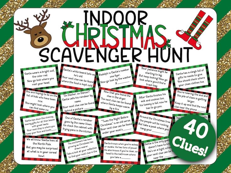 a christmas scavenger hunt with reindeers and stockings