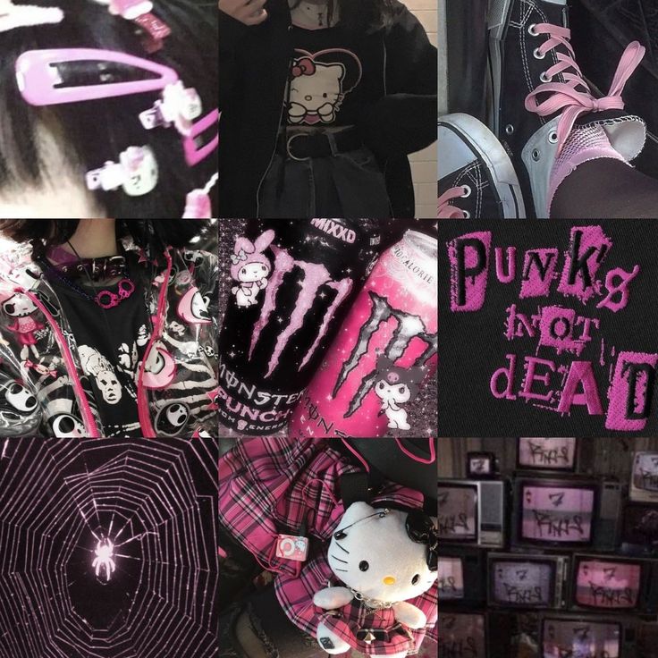 Pink And Black Emo Aesthetic, Black And Pink Moodboard Aesthetic, Emo Moodboard Aesthetic, Pink And Black Goth Aesthetic, Pink N Black Aesthetic, Pink And Black Moodboard, Pink And Black Alt Outfit, Scenecore Moodboard, Alt Moodboard