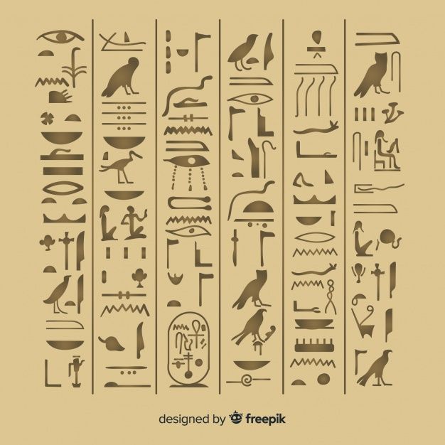 ancient egyptian hierograms with birds and other symbols on beige background free pst file