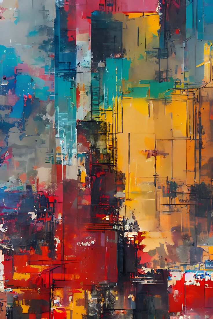 an abstract painting with lots of different colors