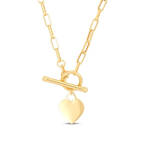 This fashion-forward toggle necklace is a winning look you'll love to wear with everything. Crafted in 14K yellow gold A polished heart dangles from the chic paperclip chain The 17-inch necklace secures with a toggle clasp Made in Italy Elegant Gold Toggle Necklace For Valentine's Day, Paperclip Necklace, Toggle Necklace, Fashion 2024, Quiet Luxury, Accessories Jewelry Necklace, Toggle Clasp, The Chic, Paper Clip