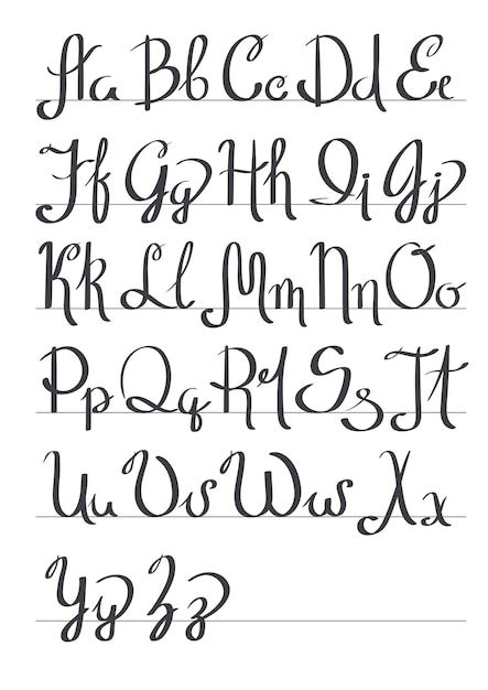 the upper and lower letters are drawn in black ink, with different font styles on them