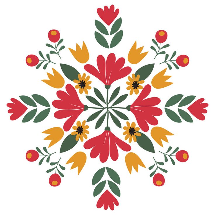 an image of a flower design on a white background with red, yellow and green flowers