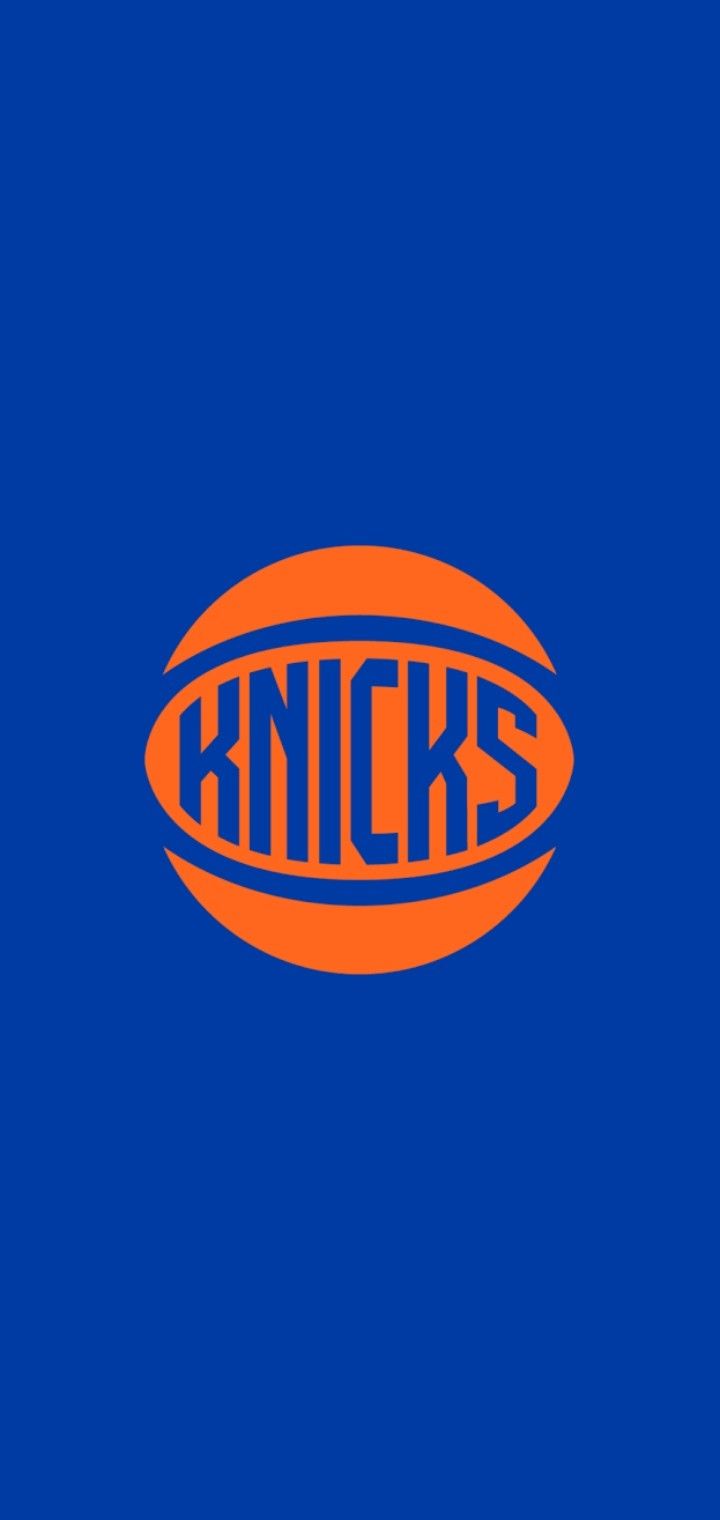 an orange and blue logo with the word knicks on it's side