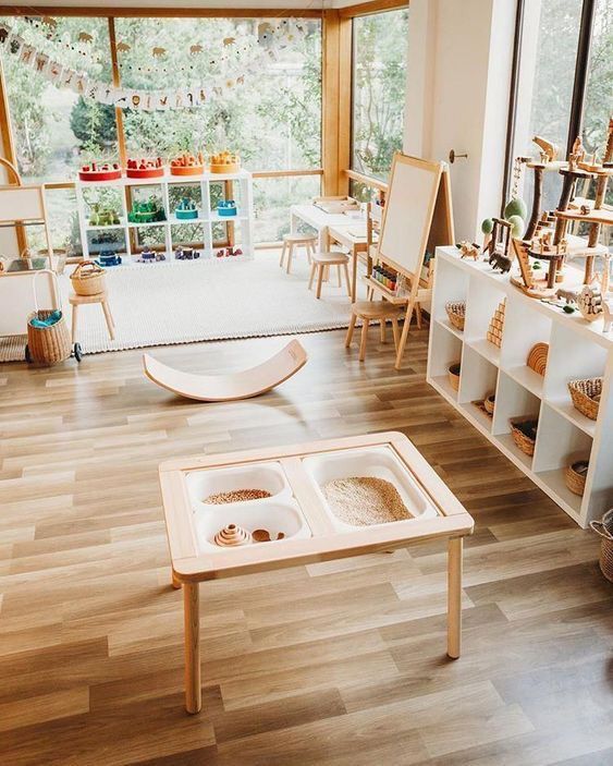 the children's room is clean and ready for their parents to use it as an art studio