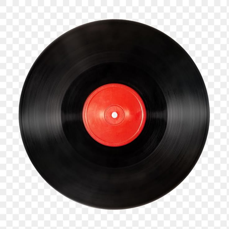 an old black record with red disk on it png - vinyl record png