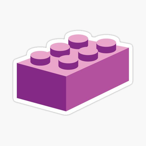 a purple lego sticker on a white background