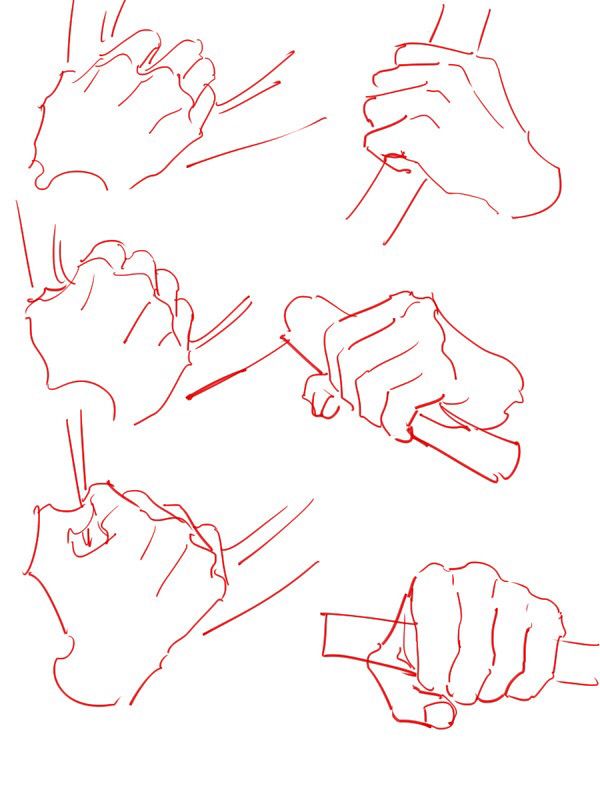 four different hands holding something in one hand and pointing to the other with their fingers