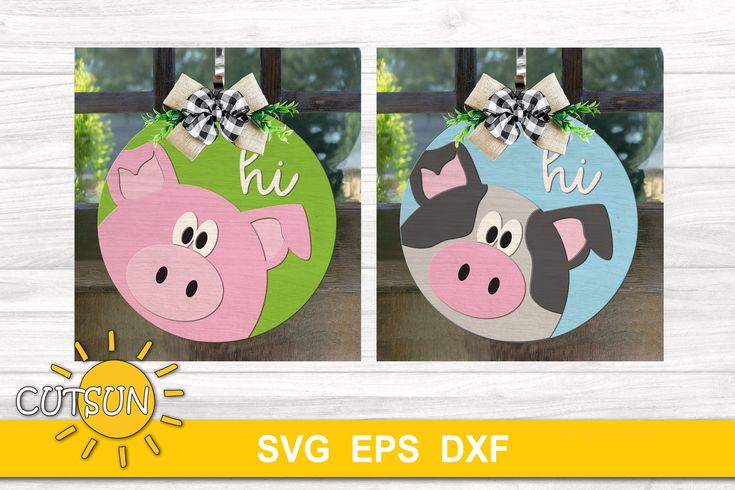 Pig Hi door hanger SVG Spring Door Hanger, Door Hanger Svg, Burlap Door Hangers, Easter Door Hanger, Chicken Crafts, Spring Easter Crafts, Cute Pig, Spring Door, Spring Holidays