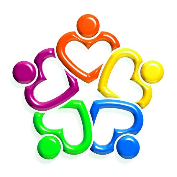 group of people holding hands in the shape of a heart