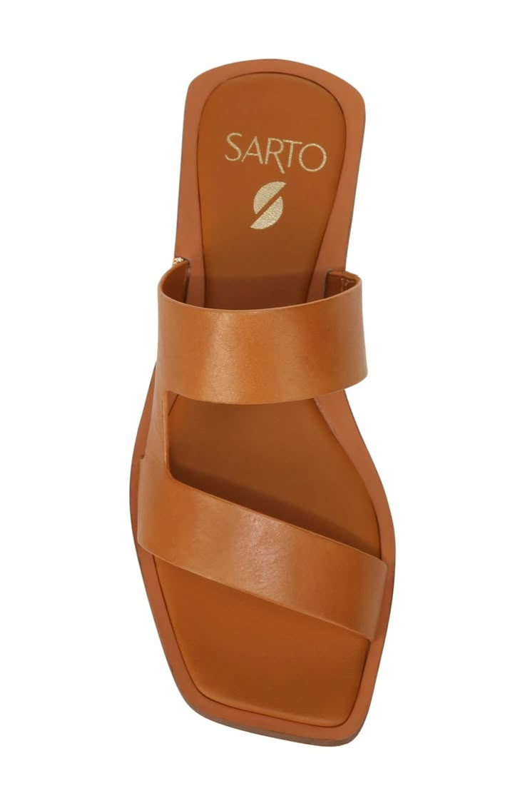 Minimalist straps made from smooth leather amplify the timeless sophistication of this breezy and lightly cushioned sandal. Flat sole   Cushioned footbed   Leather upper/synthetic lining and sole   Imported   One or more major components contains at least 50% leather sourced from a tannery that has achieved a Leather Working Group rating for its energy use, waste production and water treatment Women’s Sandals, Summer Sandals 2024, Sandals 2024 Trends, Minimalist Summer Style, Flat Sandals Outfit, Feminine Sandals, Womens Shoes Sandals, Work Sandals, Summer Flat Sandals