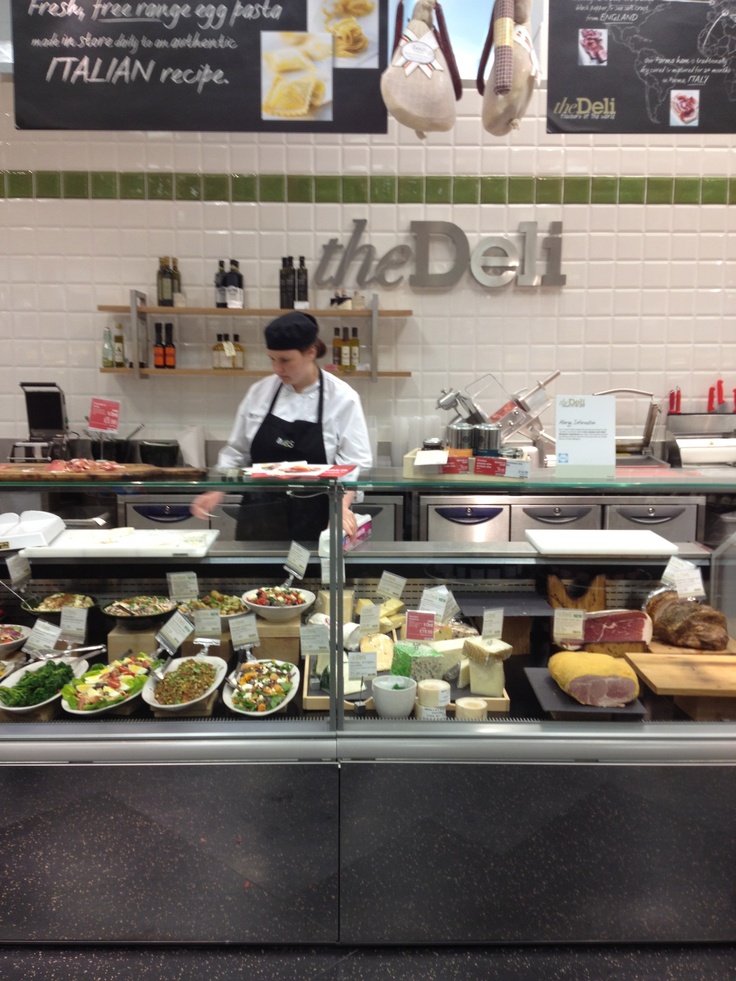 the deli is stocked with fresh food and ready for customers to eat them out