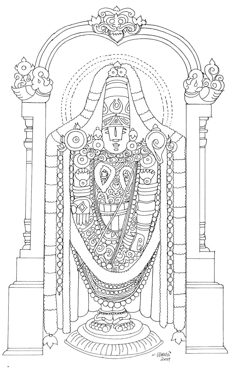 an image of the hindu god in black and white, with intricate designs on it