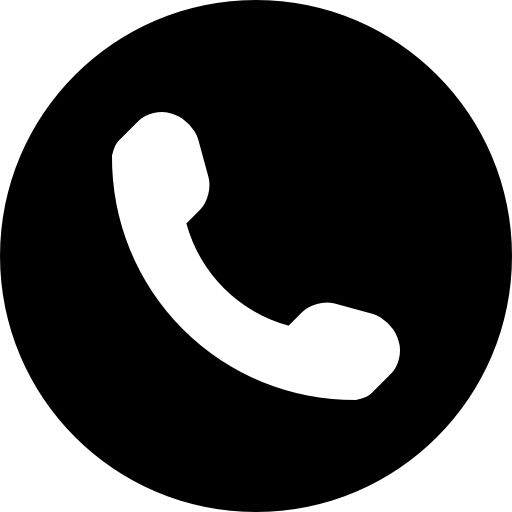 a black and white phone icon in a circle