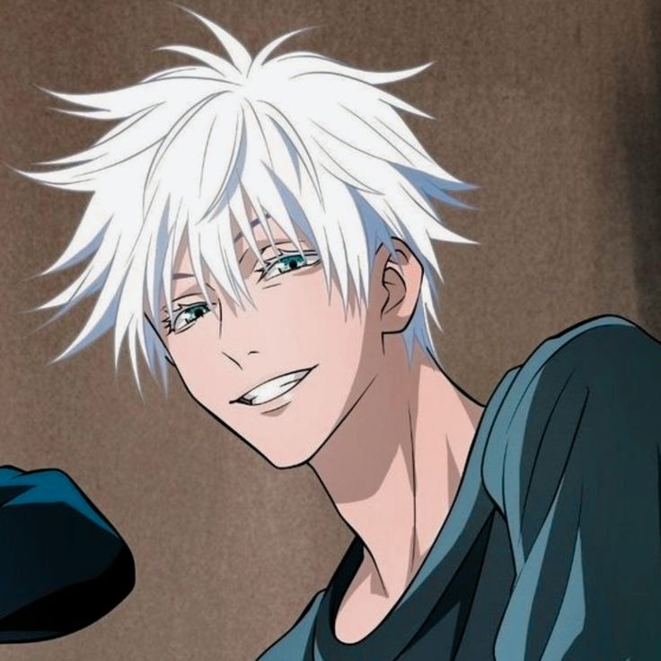 an anime character with white hair and blue eyes