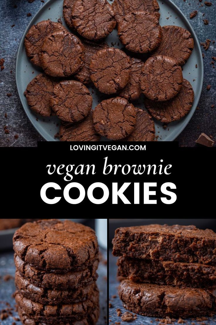 Vegan Brownie Cookies Strawberry Recipes Vegan, Vegan Brownie Cookies, Vegan Recipes For One, Vegan Chocolate Cookies, Dessert Alternatives, Vegan Baking Recipes, Vegan Cookies Recipes, Vegan Cake Recipes, Vegan Brownie