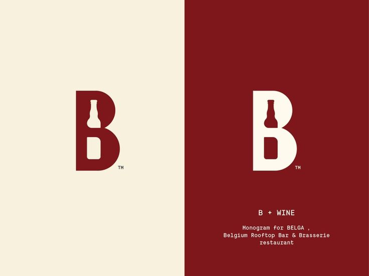 the letter b and m are made up of two different colors, each with an individual's initials