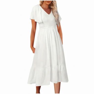 White Long Sleeve V-Neck Open Back Maxi Dress – Majxx V-neck Solid Color Midi Dress For Daywear, Casual V-neck Midi Dress In Solid Color, Casual Solid Color V-neck Midi Dress, White Non-stretch Casual Midi Dress, Solid Color V-neck Dress For Daywear, Solid Non-stretch Midi Dress For Vacation, Casual Solid Color V-neck Dress For Spring, Casual Non-stretch White Midi Dress, Spring Casual Solid Color V-neck Dress