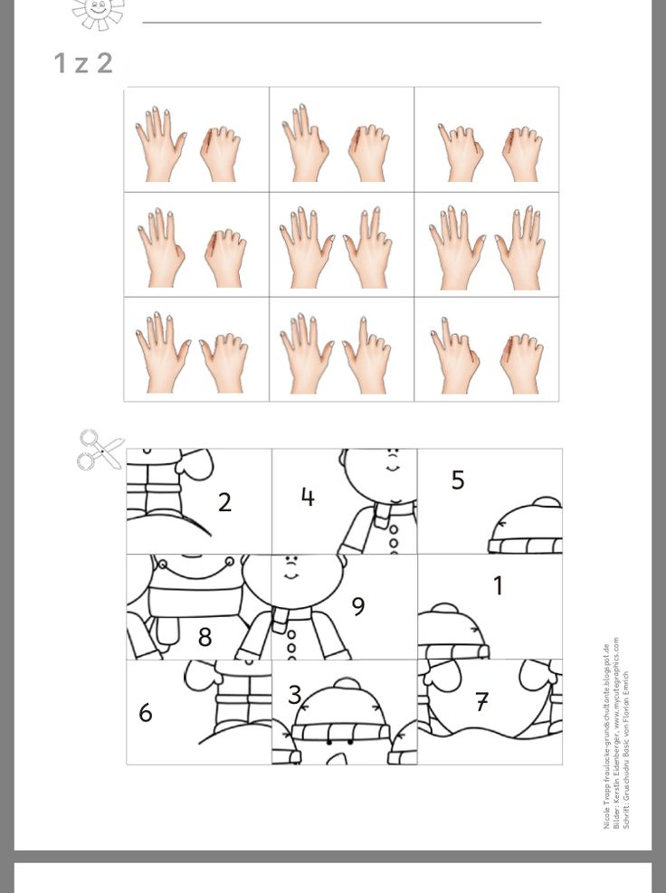 an image of hands and numbers for children to learn how to count them in the same place