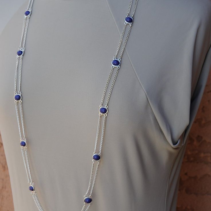 Lapis Blue Color Set In A Double Chain With Multiple Medallions Throughout. Adjustable Lengths And This Necklace Can Be Doubled Too. Great With A Crisp White Blouse And Blue Jeans Or Blue Pants. Length Is 22". Crisp White Blouse, Chicos Jewelry, Lapis Blue, Silver Jewelry Fashion, Double Chain, Blue Pants, Gold Jewelry Fashion, Pants Length, White Blouse