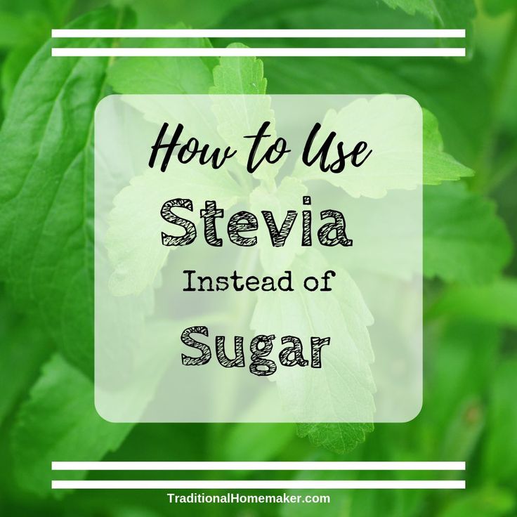 green leaves with the words how to use stevia instead of sugar on top and below