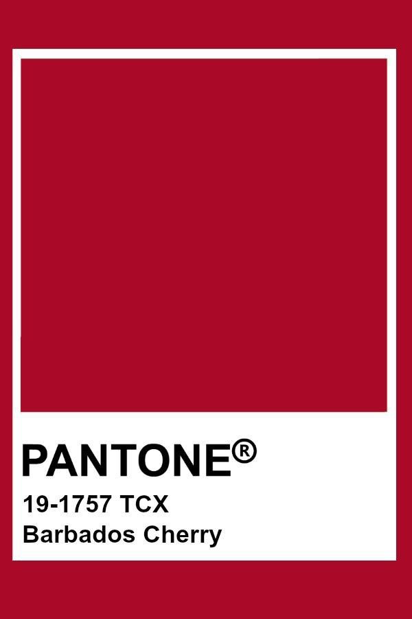 the pantone color is red and has white borders on it, with an image of