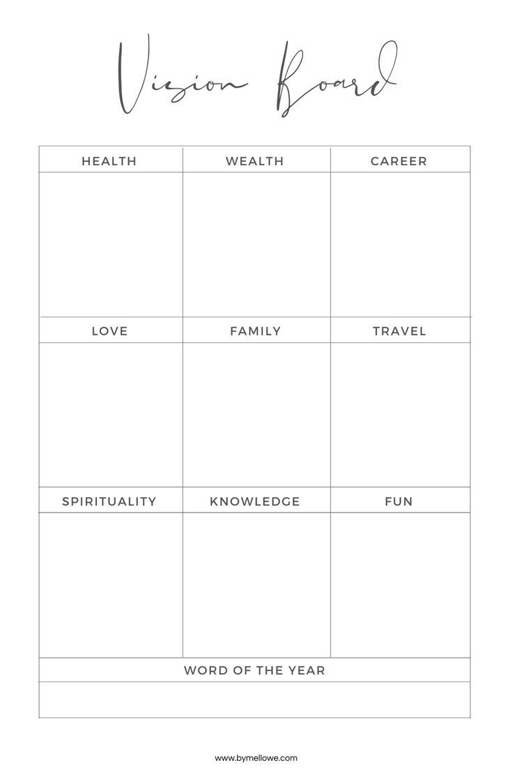 the vision board for health and well - being is shown in this printable version