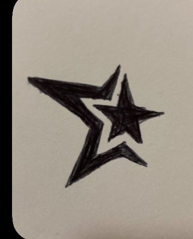 a drawing of a black star on white paper