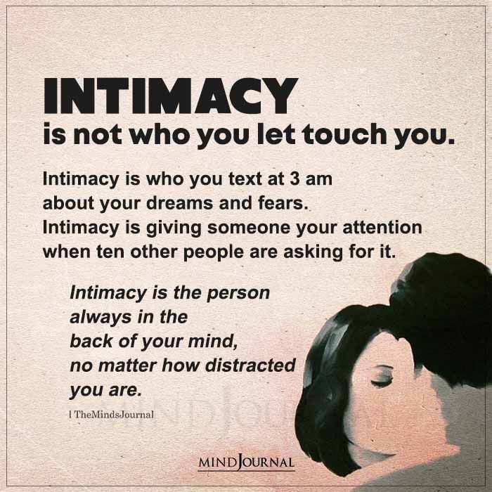 a poster with an image of two people facing each other and the caption reads, intimacy is not who you let touch you