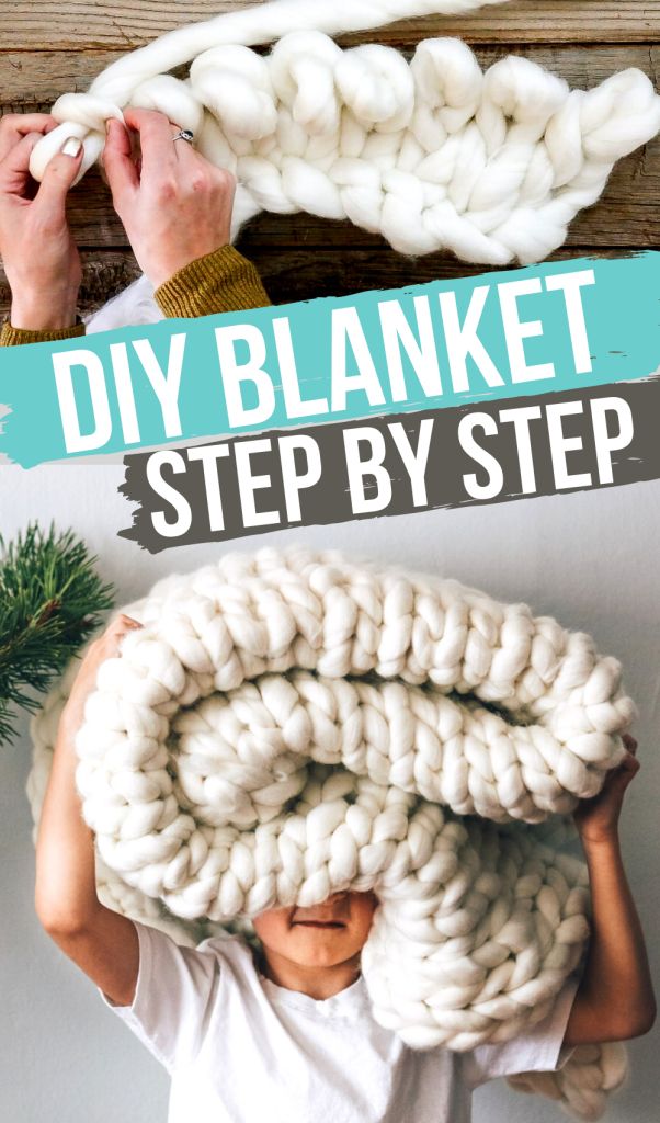 chunk knit blanket in 3 easy steps