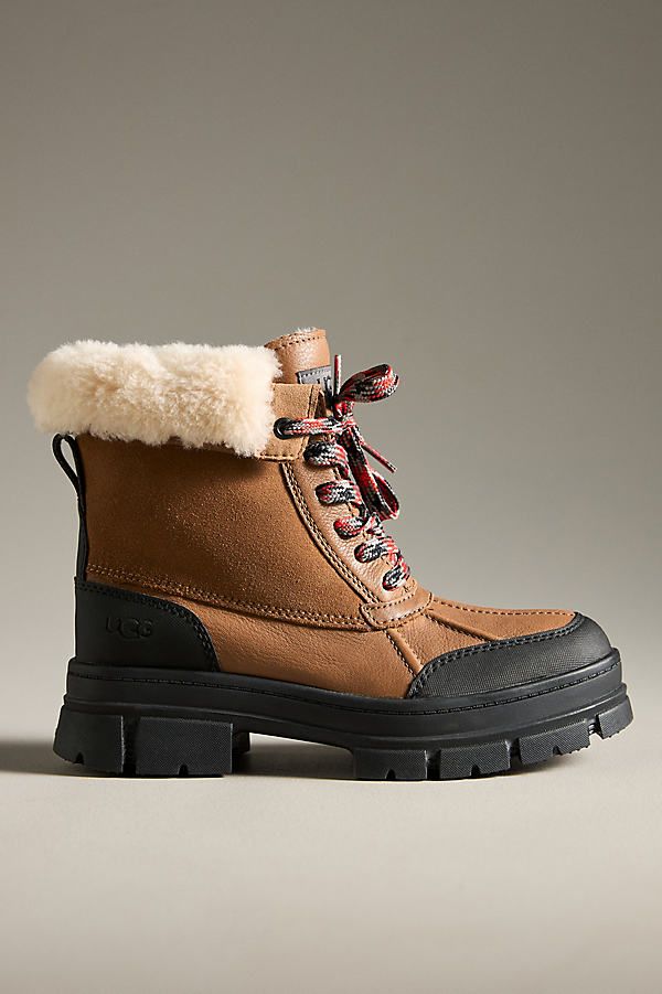 Ashton Addie Winter Boots by UGG in Yellow, Women's, Size: 8.5, Leather/Rubber/Suede at Anthropologie Winter Boots Aesthetic, Cute Winter Boots, Boots Aesthetic, Ugg Leather Boots, Cold Weather Boots, Womens Ugg Boots, Waterproof Winter Boots, Black Boots Tall, Chelsea Ankle Boots