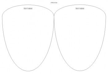 an image of the front and back sides of a guitar pickle with measurements for each pickle