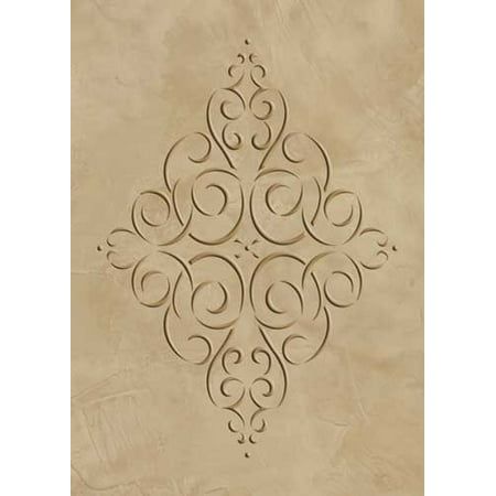 an intricately designed paper with swirls and scrolls on the edges, in beige