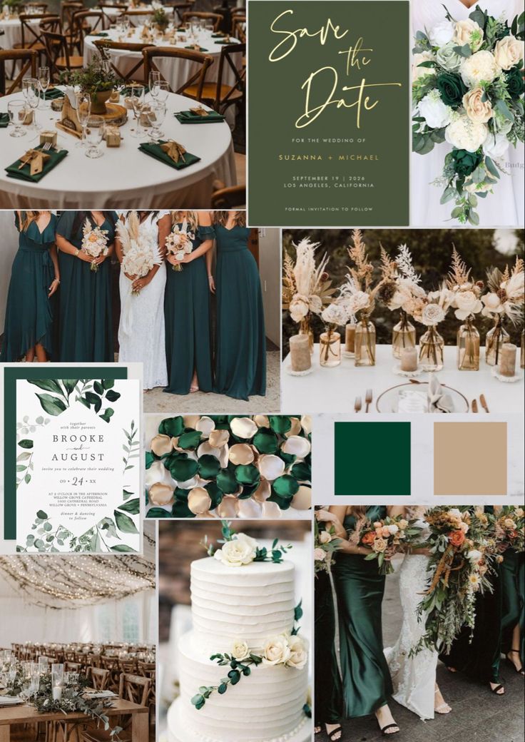 green and gold wedding color scheme