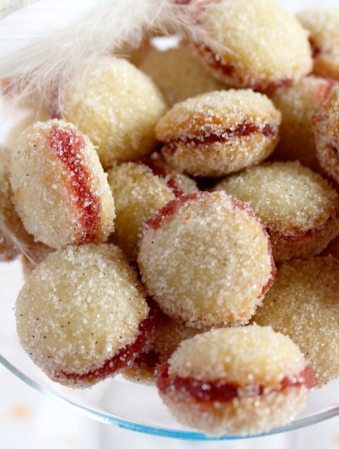 small sugared pastries in a glass bowl