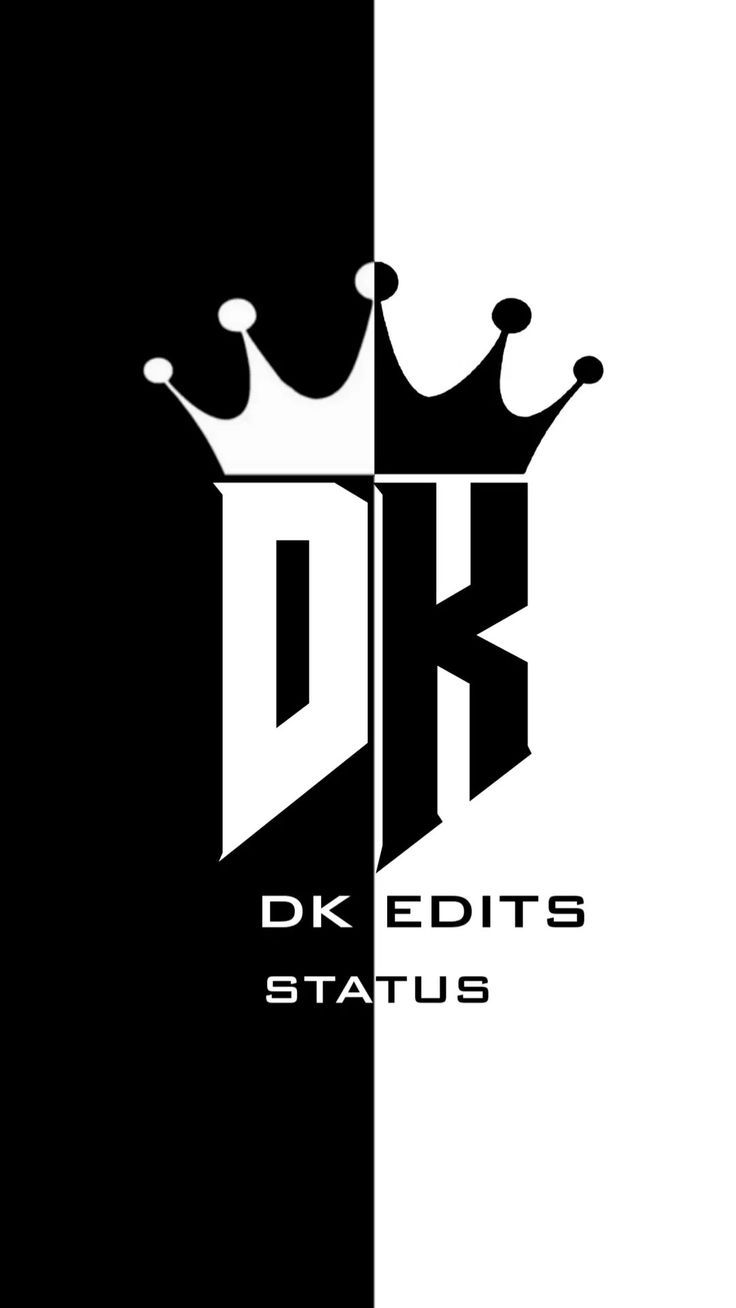 the logo for dk edits status, which is black and white with a crown on