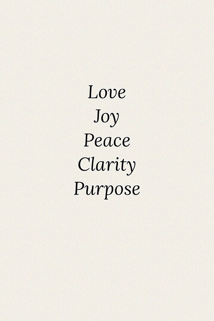 the words love joy peace charity purpose are written in black ink