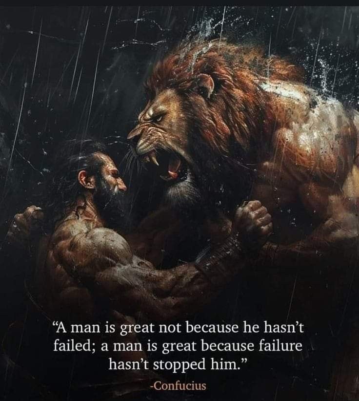 a lion and a man in the rain with a quote about being afraid to see each other