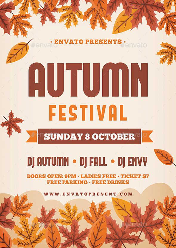 an autumn festival flyer with leaves on it