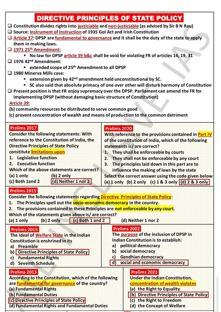 a document with the words direct principals state policy