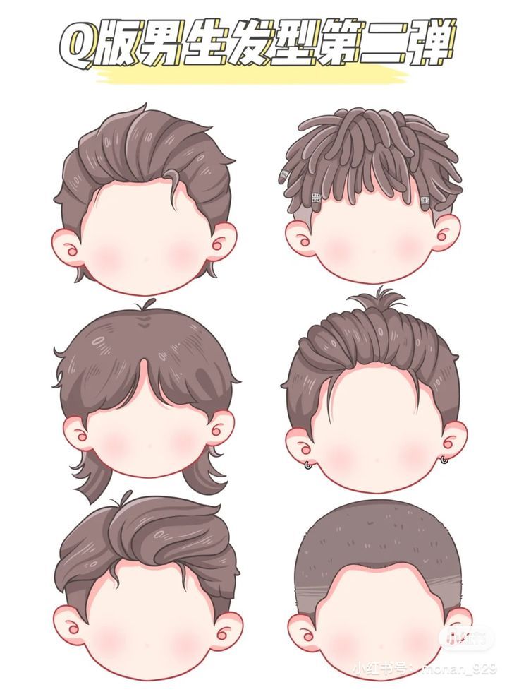 an anime character's head with different hair styles