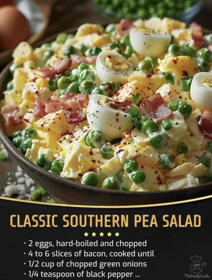 Classic Southern Pea Salad, Southern Pea Salad, Canned Peas, Quick Soup Recipes, Pea Salad Recipes, Quick Soup, Cold Salads, Bbq Dishes, Classic Salad