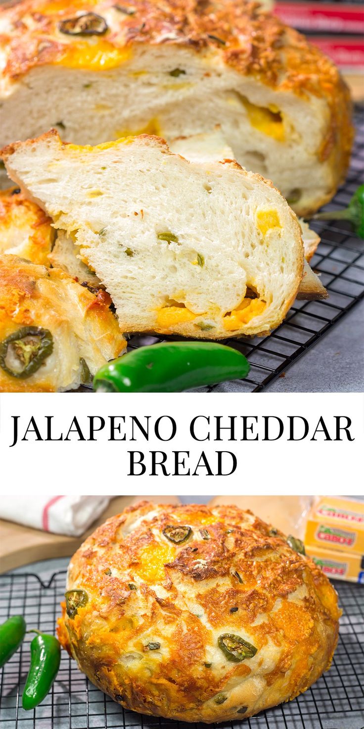 jalapeno cheddar bread on a cooling rack