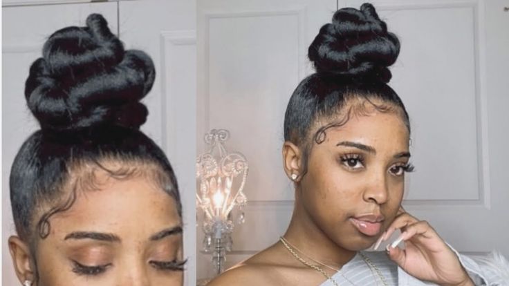 Braided Bun Black Hair, Eco Styling Gel, Bun On Natural Hair, Updo Cabello Natural, Got 2b, Natural Bun Hairstyles, Easy Top Knot, Black Hair Bun, Natural Hair Ponytail