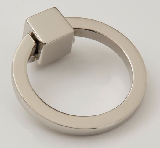 a silver ring with two square rings on the front and one round in the back