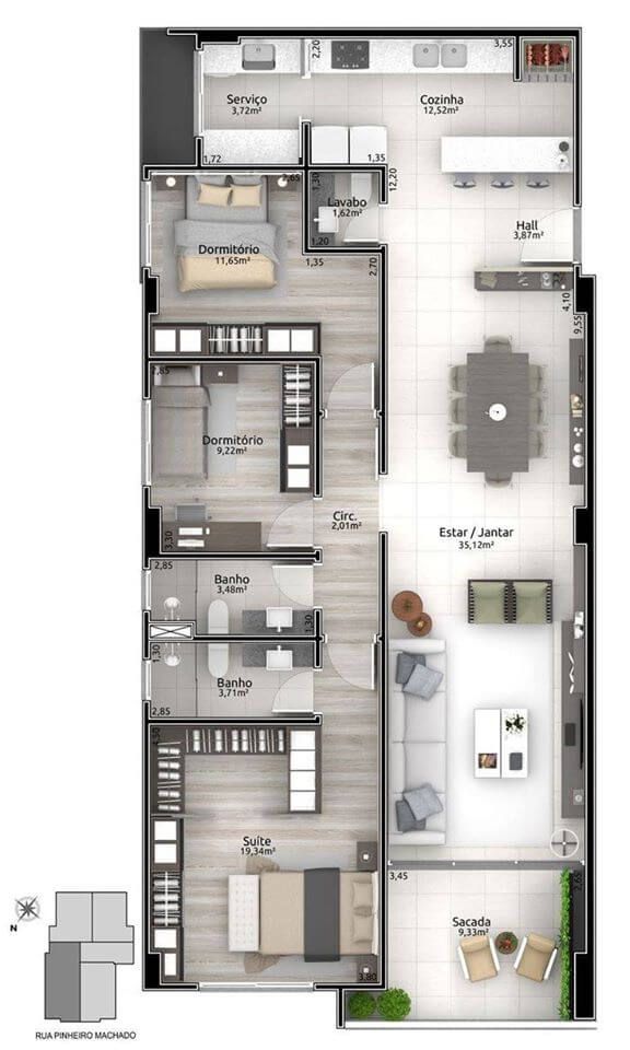 the floor plan for a two bedroom apartment with an attached kitchen and living room area