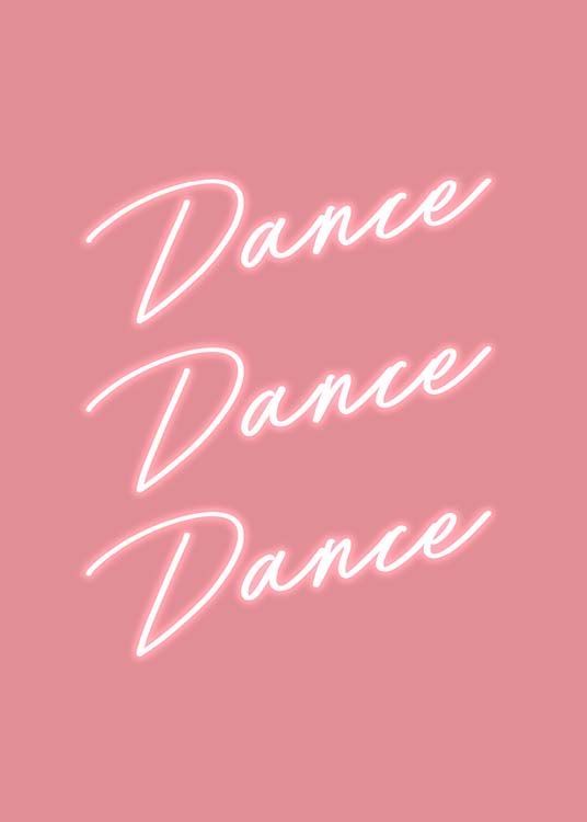 the word dance is written in white on a pink background